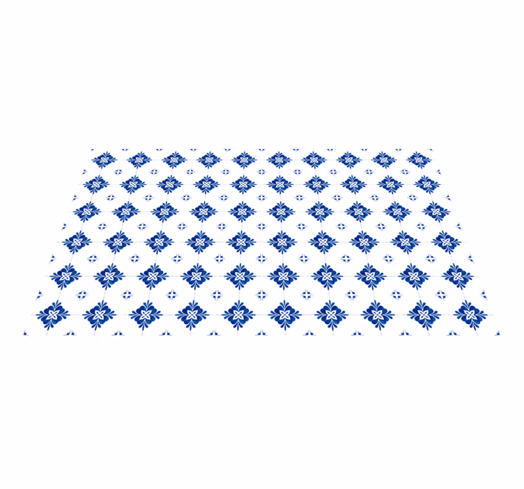 Vintage sininen laatta vinyylimatto keittiöön - Tenstickers