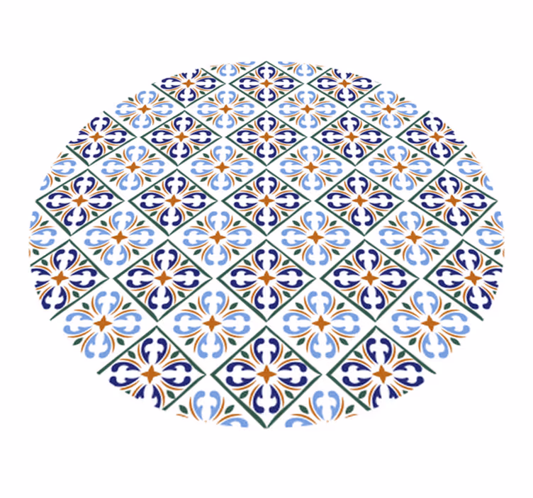 Geometriset siniset sävyt kaakeli vinyylimatto - Tenstickers