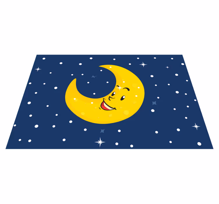 Onnellinen kuu hymyilee vauvan huoneen vinyylimatto - Tenstickers