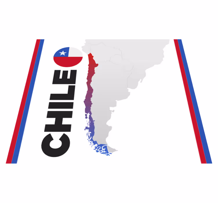 Chilen maantieteellinen muoto maailmakartta vinyylimatto - Tenstickers