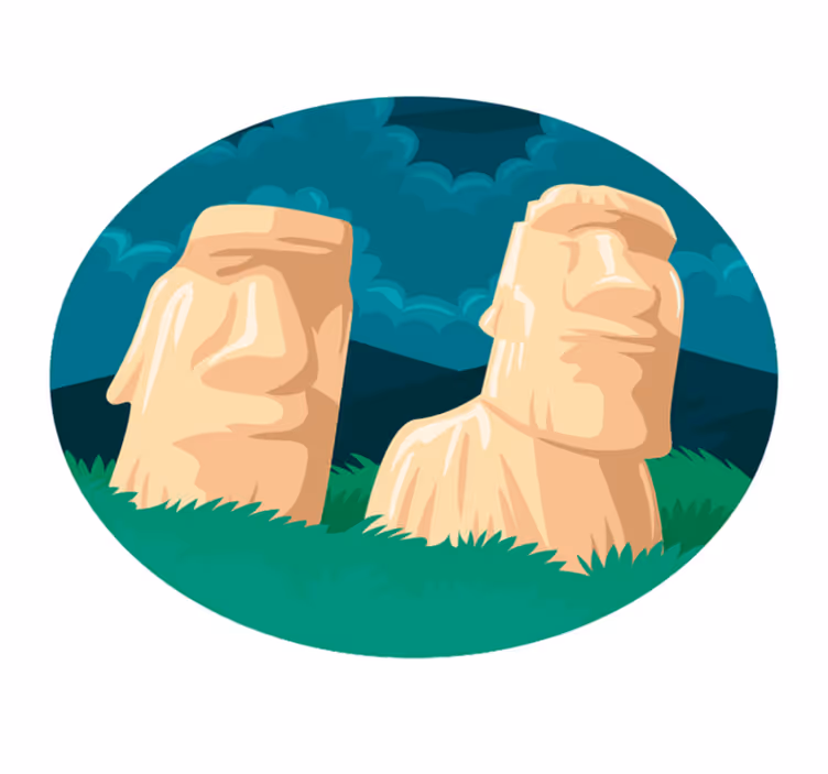 Moai-patsaiden siluetti maailmakartta vinyylimatto - Tenstickers