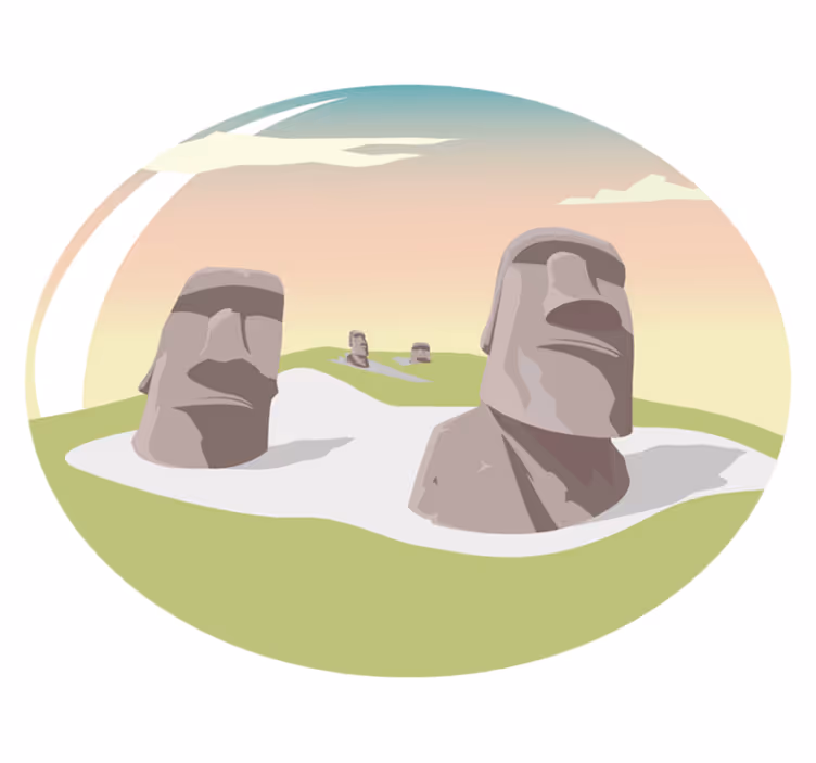 Moai-kivisiluetit luonto vinyylimatto - Tenstickers
