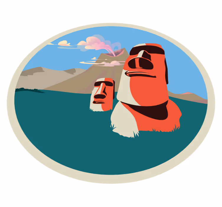 Moai-patsaiden kuva maailmakartta vinyylimatto - Tenstickers