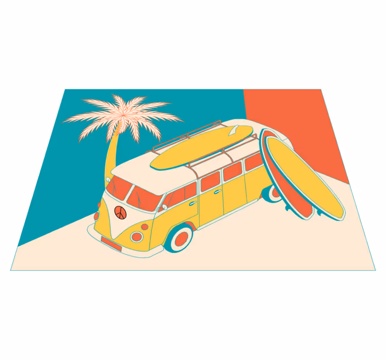 Hippi-minibussi vinyylimatto retro - Tenstickers