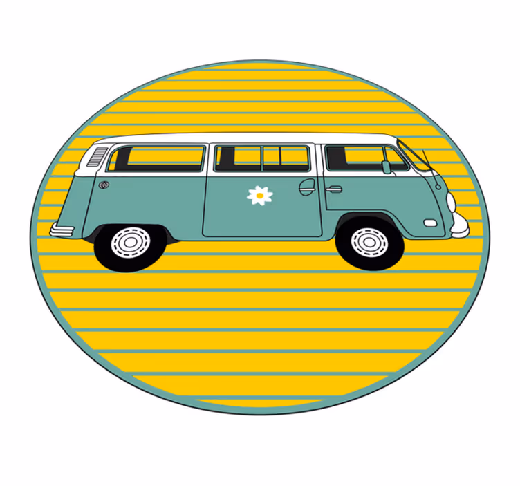 Vintage pakettiauto päivänkakkaralla tähti vinyylimatto - Tenstickers
