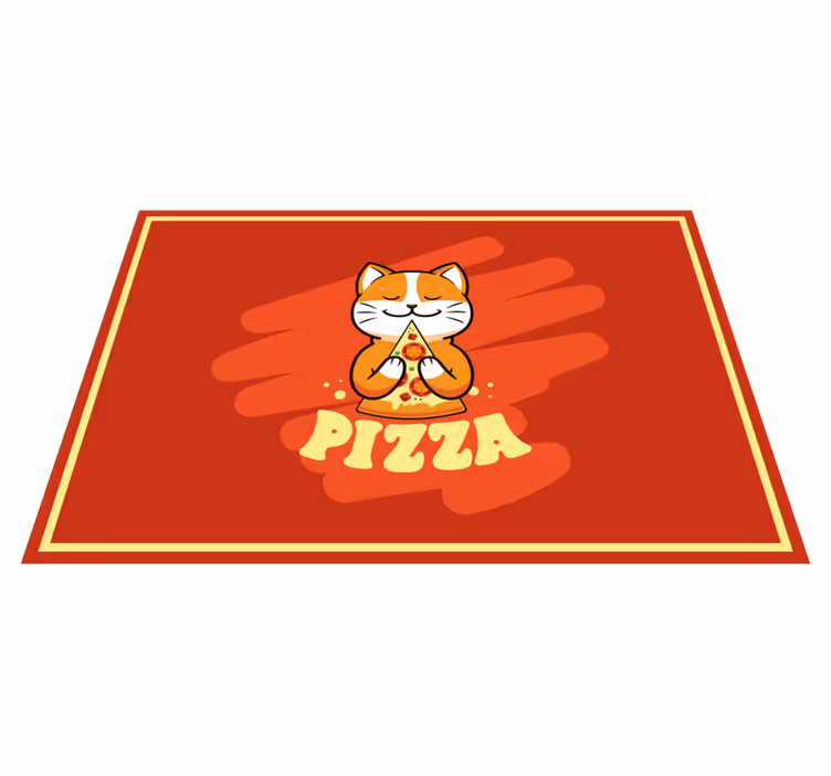 Söpö kissa pizzan kanssa keittiön vinyylimatto - Tenstickers