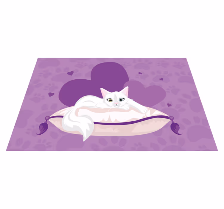 Suloinen kissan tyyny eläin vinyylimatto - Tenstickers