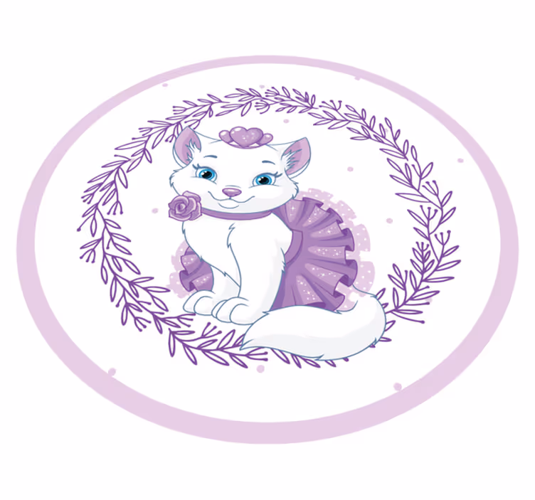 Violetti kukkainen kissa vauvan huoneen vinyylimatto - Tenstickers