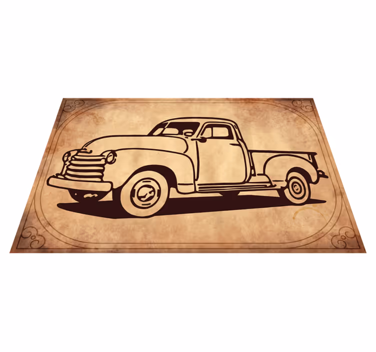 Klassinen kuorma-auton siluetti vintage vinyylimatto - Tenstickers