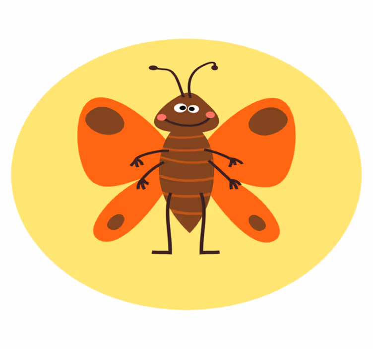 Iloinen perhoshahmo lastenhuone vinyylimatto - Tenstickers