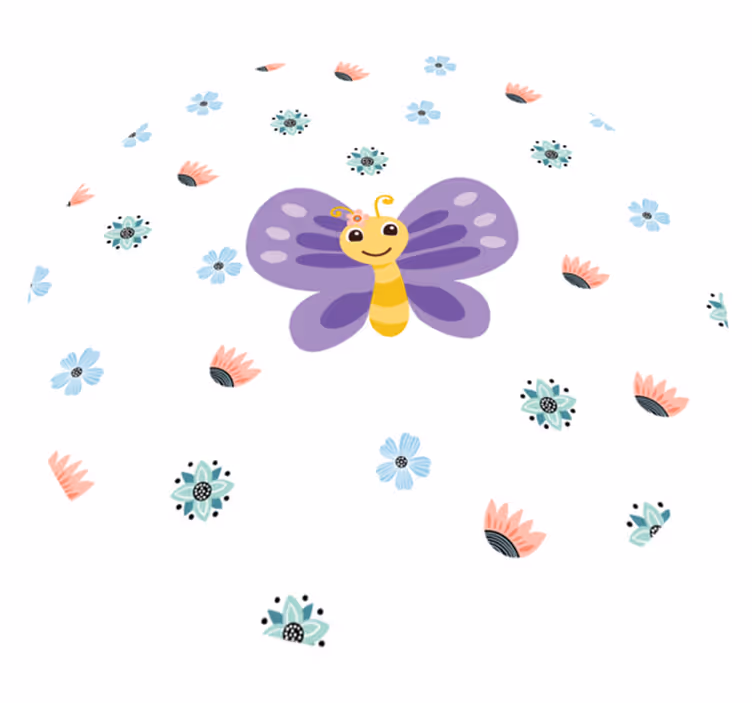 Violetti perhonen muotoilu lastenhuone vinyylimatto - Tenstickers