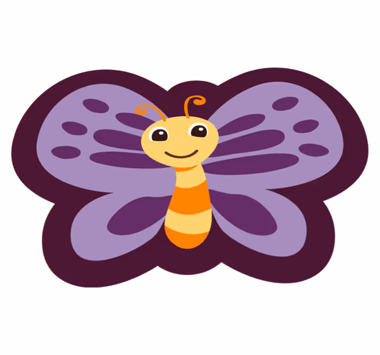 Hymyilevä perhosaihe lastenhuone vinyylimatto - Tenstickers