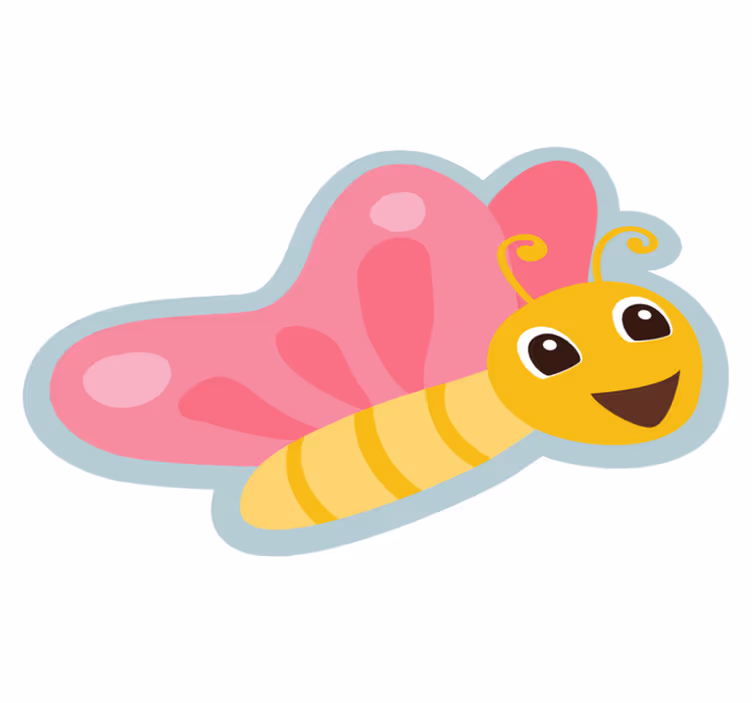 Värikäs perhonenhahmo lastenhuone vinyylimatto - Tenstickers