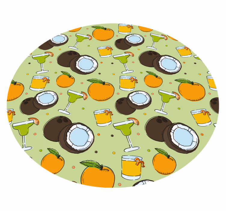 Kookoscocktail-hauskaa pyöreä vinyylimatto - Tenstickers