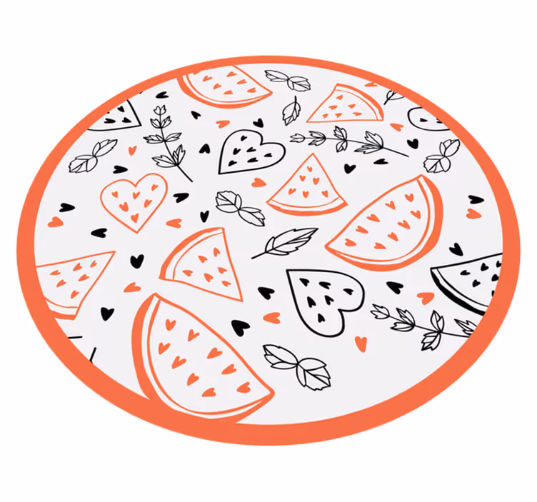 Vesimeloni mustilla sydämillä vinyylimatto keittiöön - Tenstickers