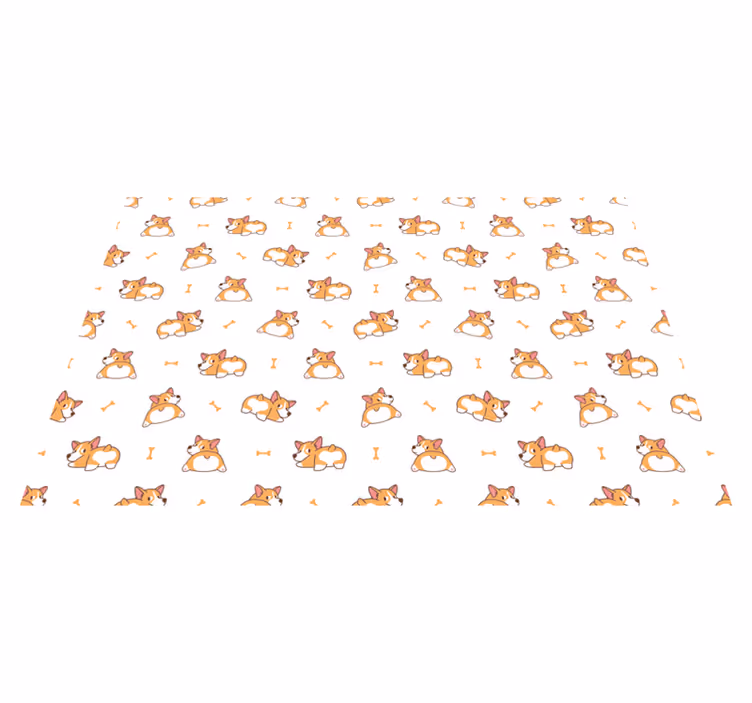 Söpöjä corgi-hahmoja lastenhuone vinyylimatto - Tenstickers