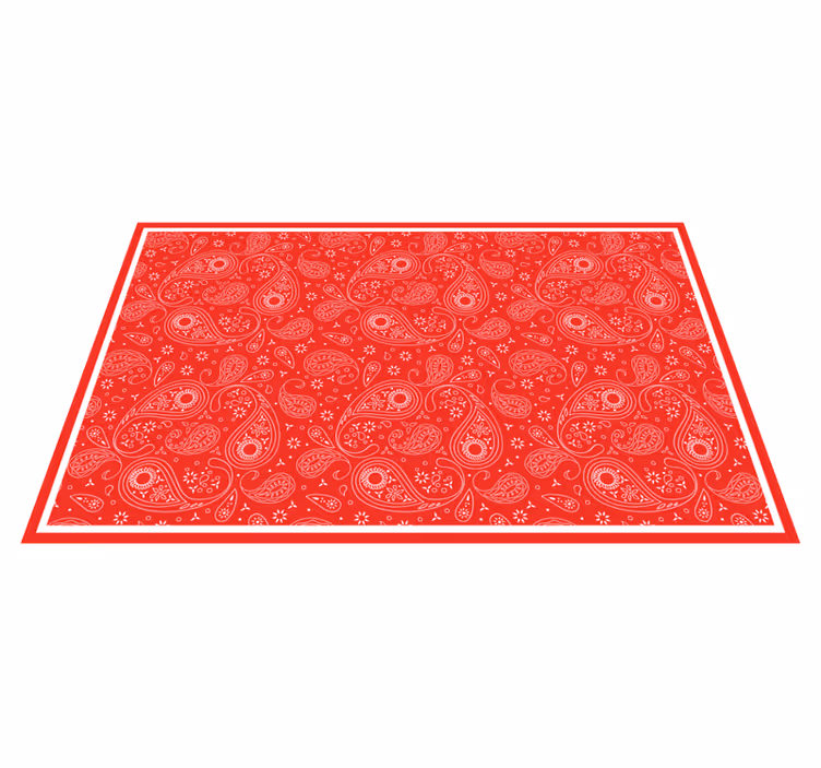 Punainen paisley kuvio maailmakartta vinyylimatto - Tenstickers