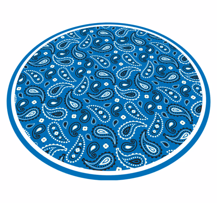 Sininen painettu paisley etninen vinyylimatto - Tenstickers