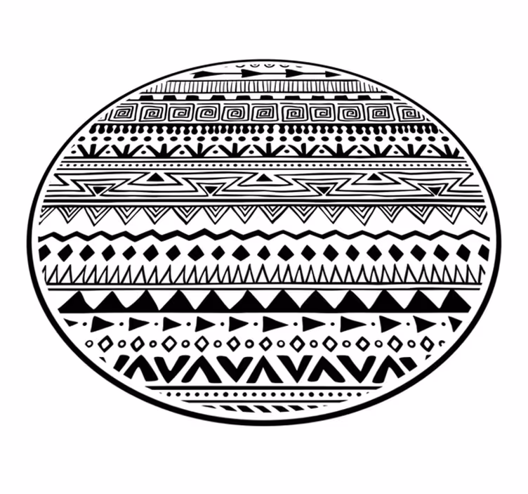 Mustavalkoinen boho-kuvio Vinyylimatto makuuhuoneeseen - Tenstickers