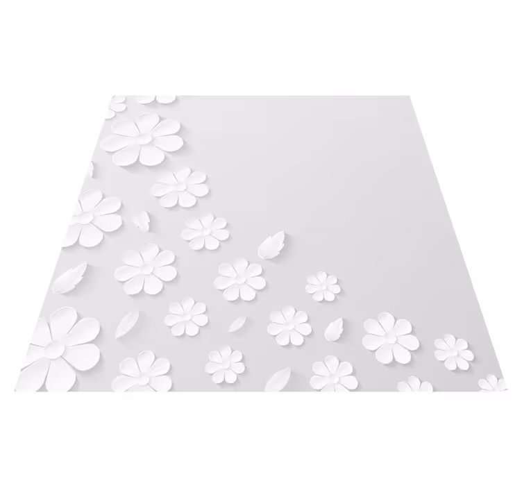 Valkoinen kukkakuvio kukka vinyylimatto - Tenstickers