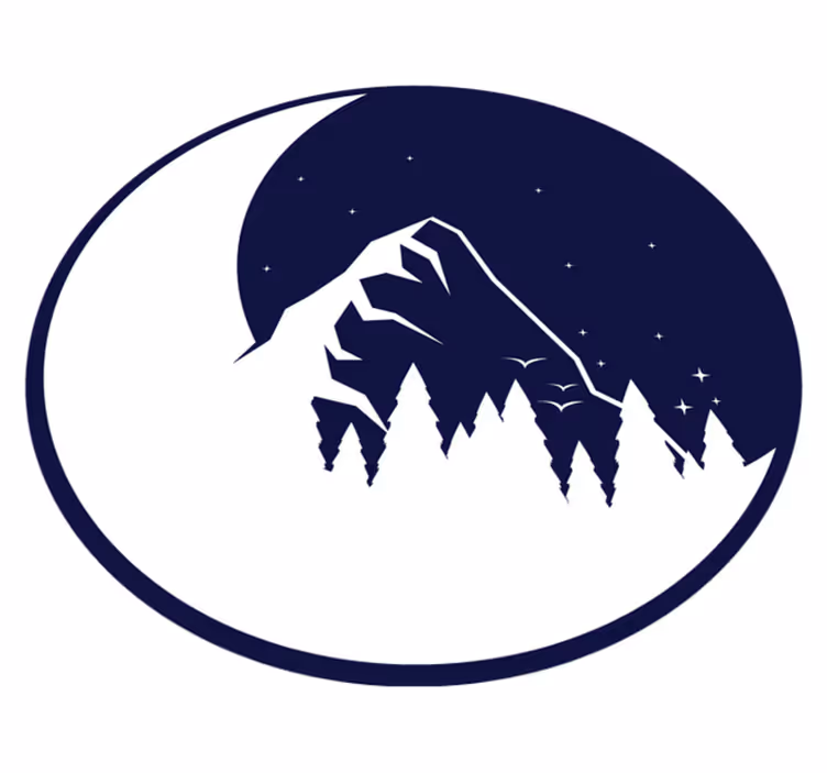 Söpö siluetti metsä ja kuu moderni vinyylimatto - Tenstickers