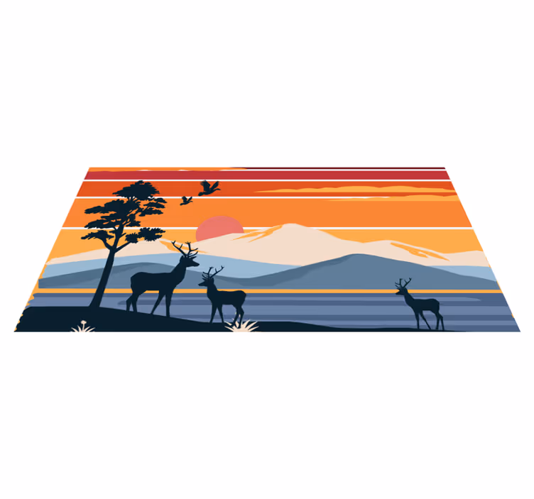 Auringonlaskun erämaakohtaus luonto vinyylimatto - Tenstickers