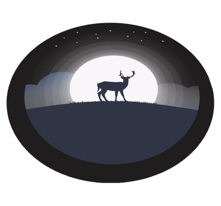 Hirvi kuun alla pyöreä vinyylimatto - Tenstickers