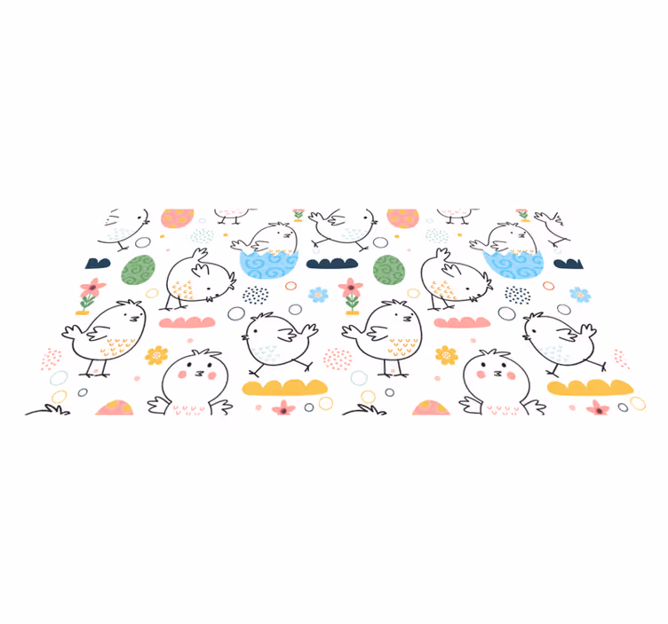 Viehättävä kanan kuvio lastenhuone vinyylimatto - Tenstickers