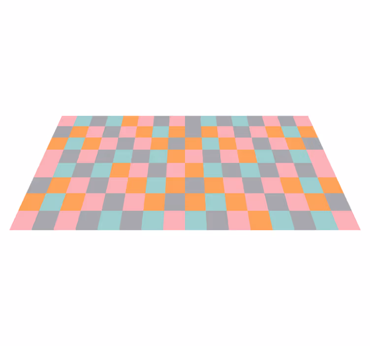 Värikäs shakkilauta geometrinen vinyylimatto - Tenstickers