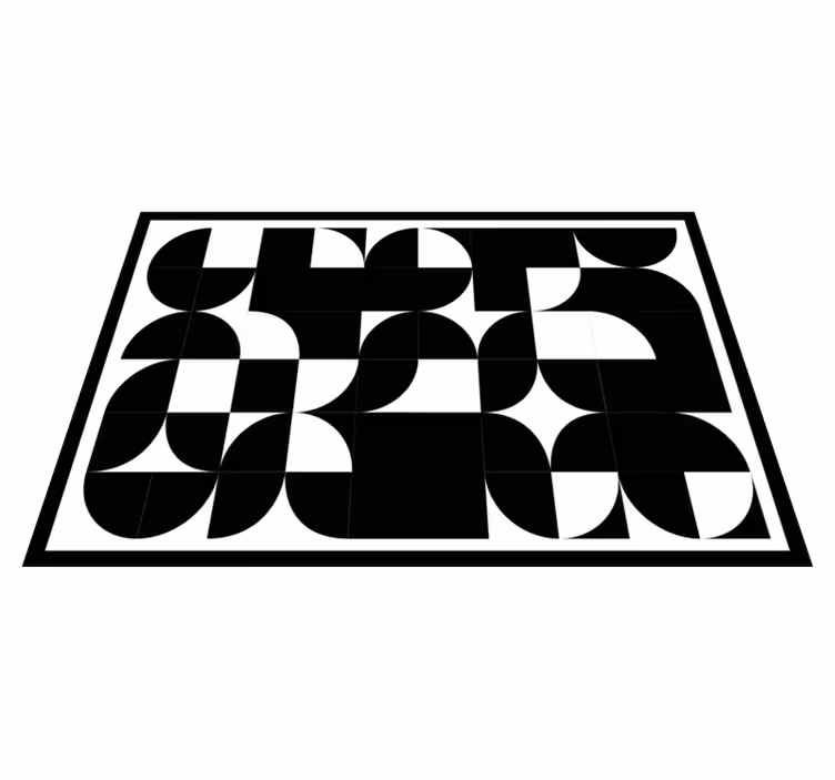 Kaarevat mustat muodot geometrinen vinyylimatto - Tenstickers