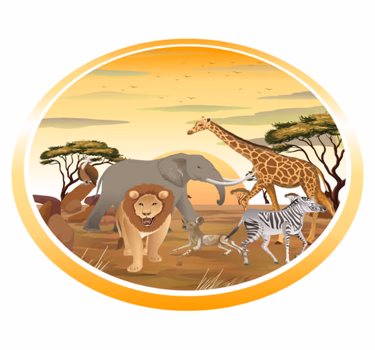 Safarieläinseikkailu eläin vinyylimatto - Tenstickers