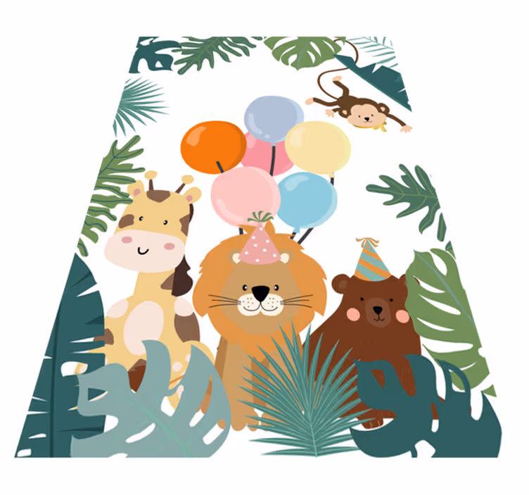 Safari eläinten juhla lastenhuone vinyylimatto - Tenstickers