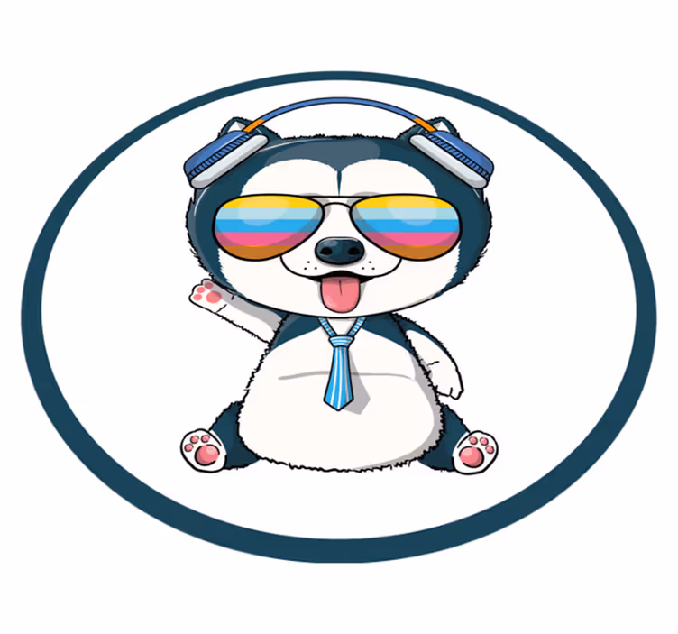 Söpö sarjakuva husky-pentu kuva eläin vinyylimatto - Tenstickers