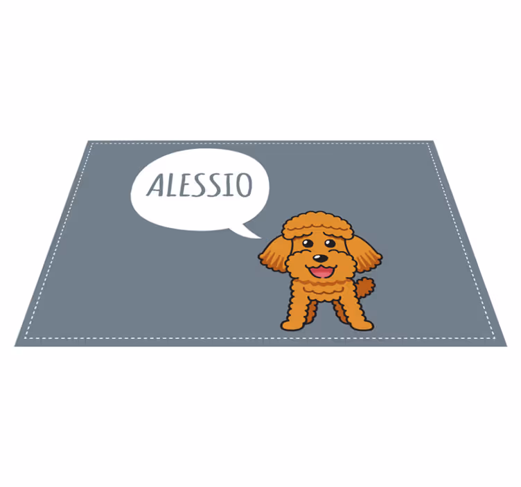 Sarjakuvahahmo onnellinen villakoira eläin vinyylimatto - Tenstickers
