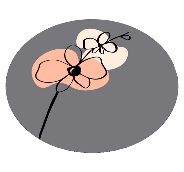 Minimalistinen tyylikäs harmaa muotoilu kukka vinyylimatto - Tenstickers
