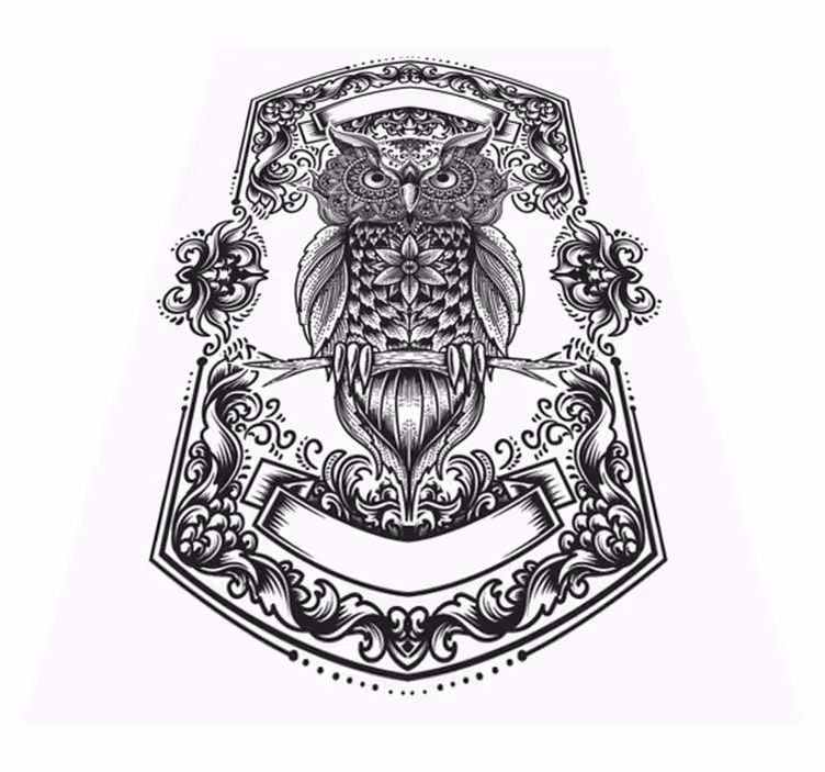 Monimutkainen pöllö-aihe mandala vinyylimatto - Tenstickers