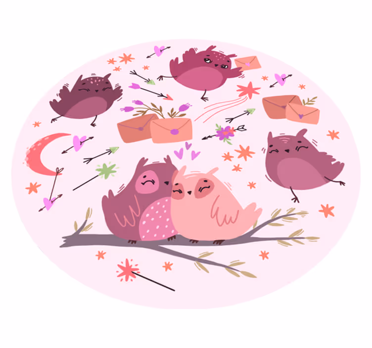 Violetit pöllöt lastenhuone vinyylimatto - Tenstickers