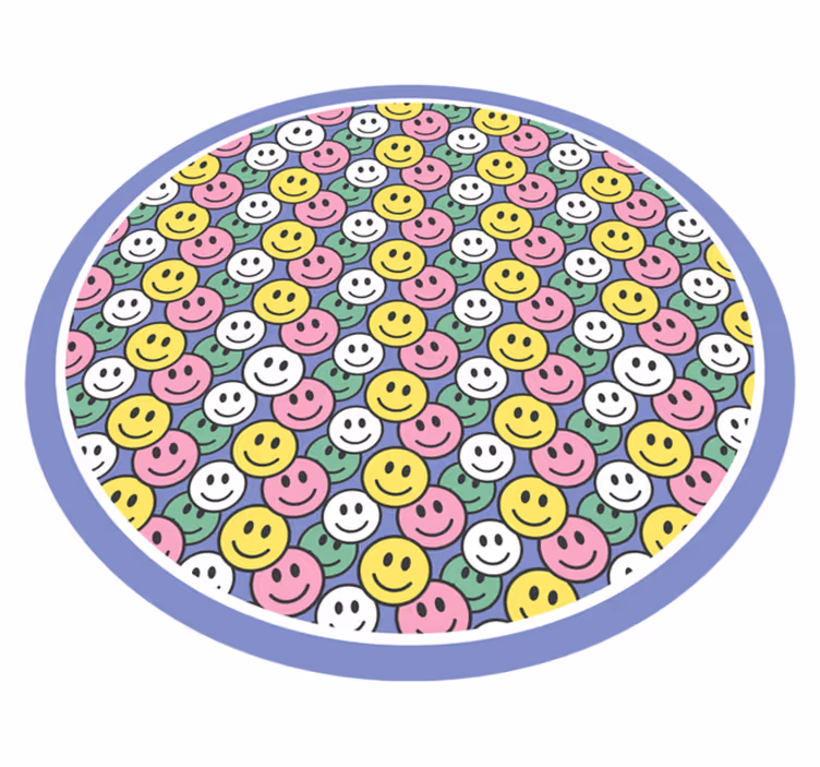 Värikkäät pastellihymiöt pyöreä vinyylimatto - Tenstickers