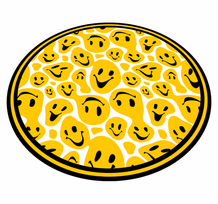 Iloisten kasvojen kokoelma pyöreä vinyylimatto - Tenstickers