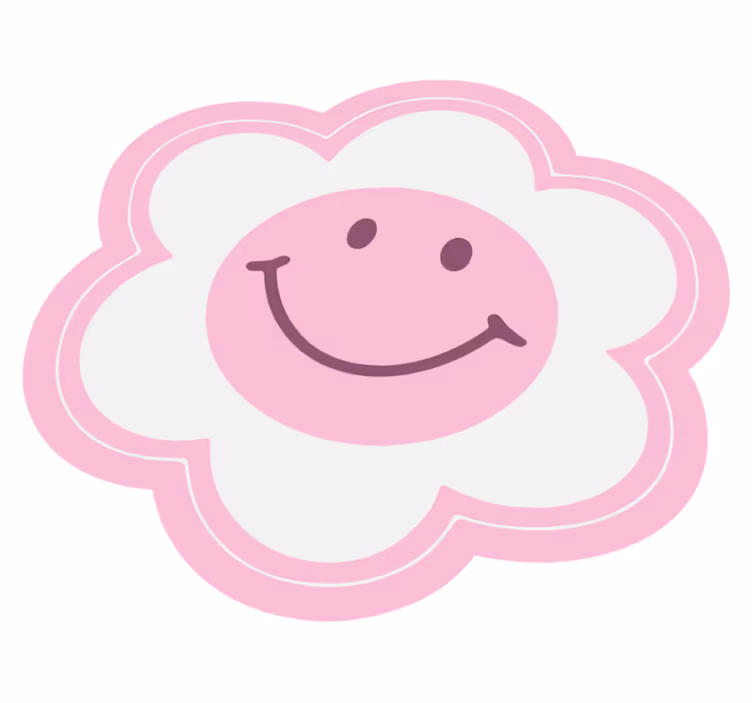 Kukka vaaleanpunainen ja valkoinen hymiö Vinyylimatto makuuhuonee - Tenstickers