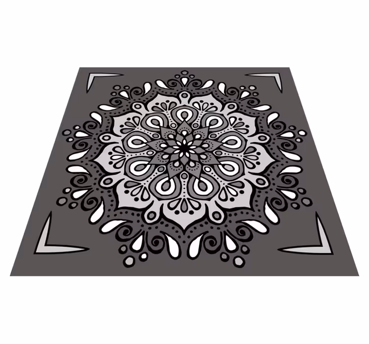 Elegantti kuvio harmaalla pohjalla mandala vinyylimatto - Tenstickers