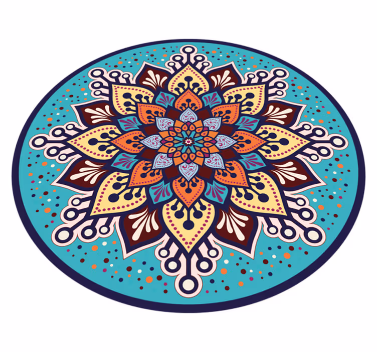 Sininen ja oranssi aurinko vinyylimatto mandala - Tenstickers