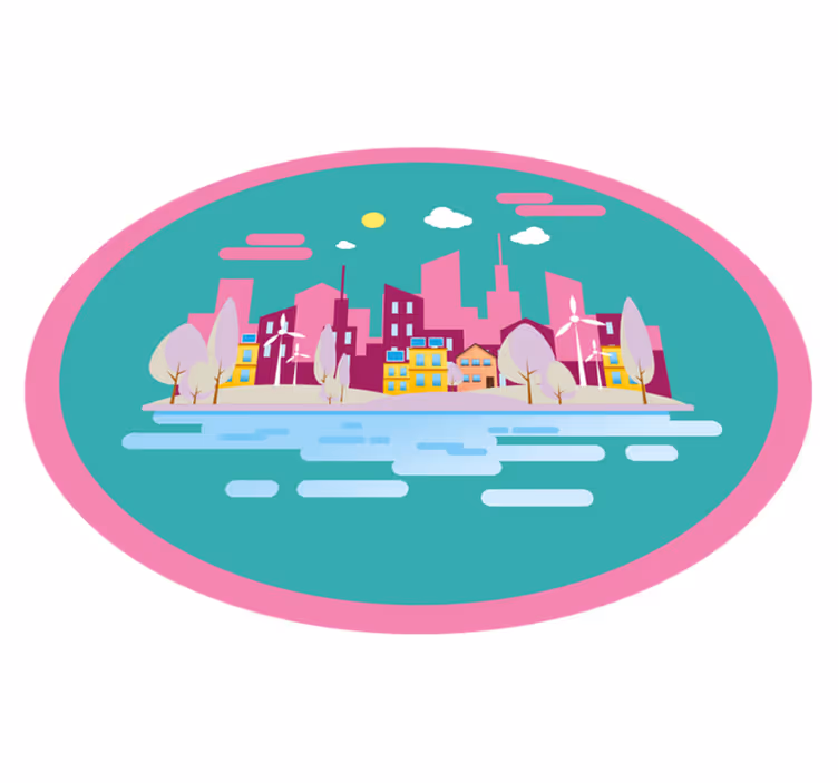 Värikäs kaupunkikuva vinyylimatto - Tenstickers