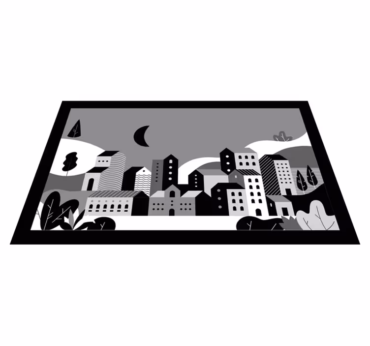 Kaupunkikuva mustavalkoinen moderni vinyylimatto - Tenstickers
