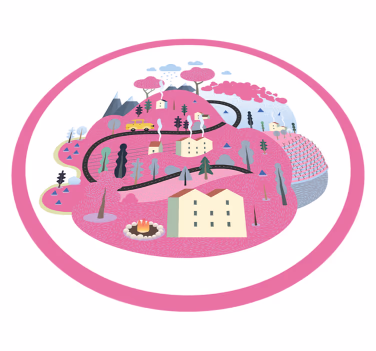 Värikäs kylämaisema tie vinyylimatto - Tenstickers