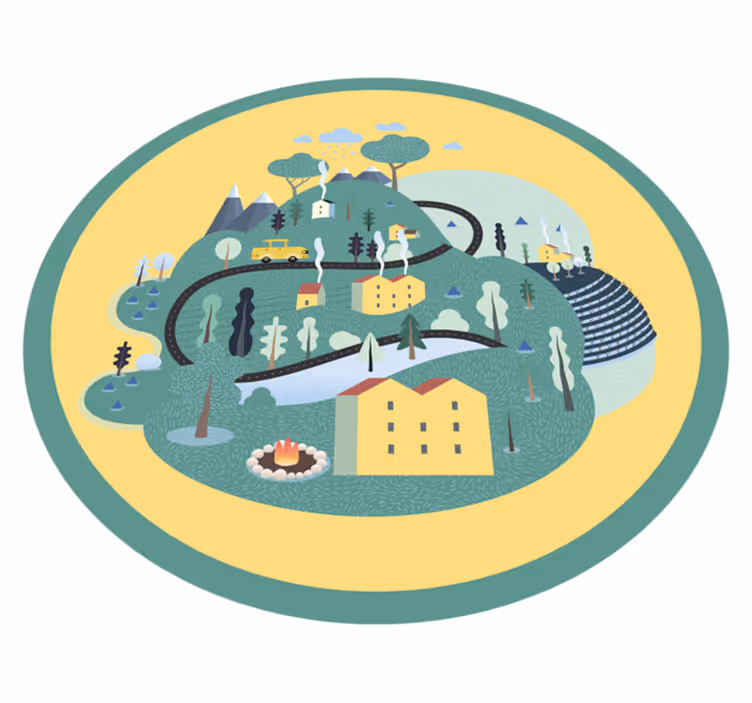 Leikkisä maisemamatka vinyylimatto - Tenstickers