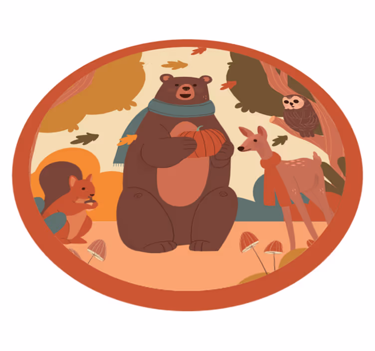 Metsäeläinystäviä vauvan huoneen vinyylimatto - Tenstickers