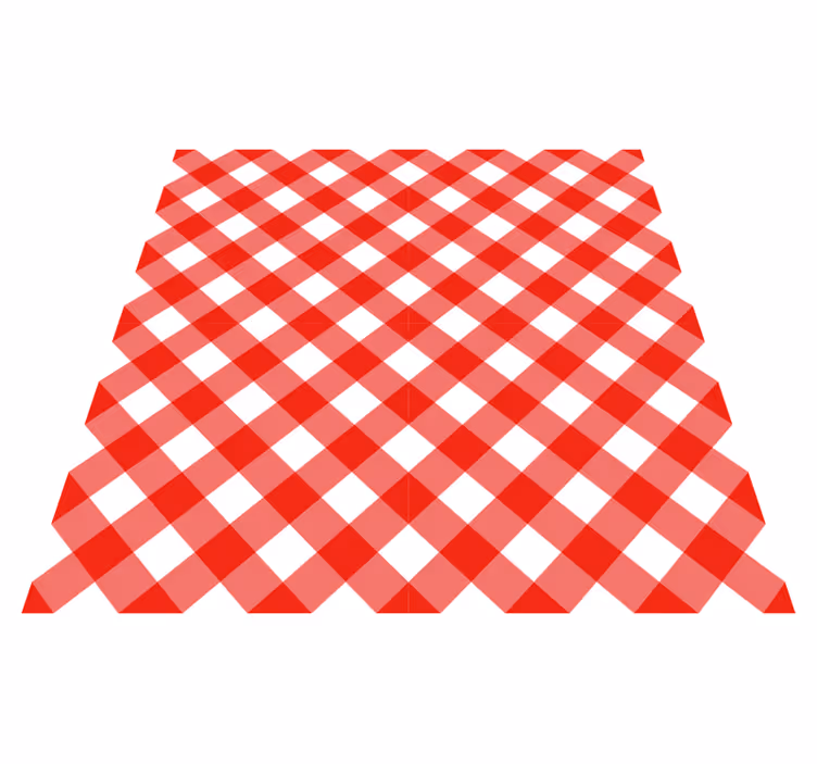 Karmiininpunainen ruutukuvio raidallinen vinyylimatto - Tenstickers