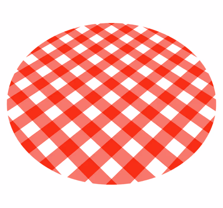 Punainen ja valkoinen kuviollinen neliö pyöreä vinyylimatto - Tenstickers