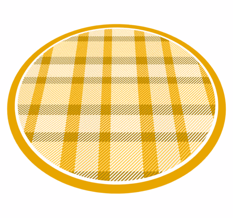 Keltainen ruutukuosi pyöreä vinyylimatto - Tenstickers